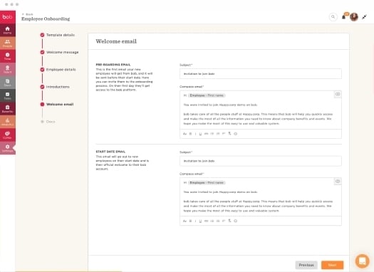 Bob preboarding welcome email