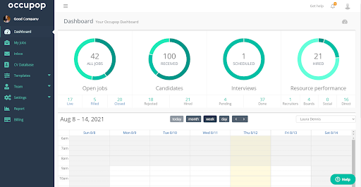 Occupop’s recruitment dashboard