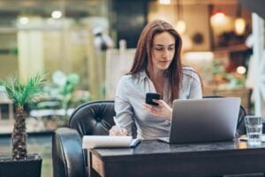 employee on the laptop working