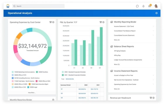 Screenshot of Workday’s financial management solution