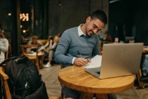 Man working in a cafe