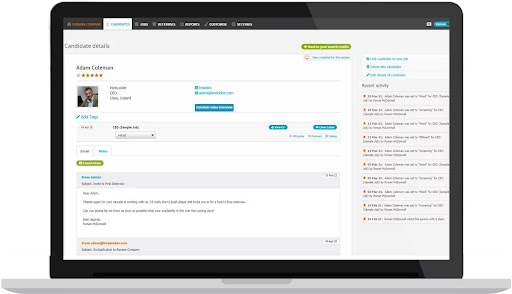 HRLocker’s candidate dashboard 