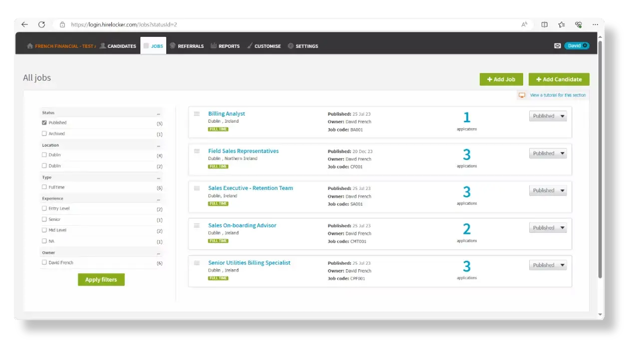 HRLocker Applicant Tracking System HIRE